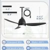 42 In Outdoor Ceiling Fan with Light, Plug-in Ceiling Fans with Waterproof IP65, Smart APP Remote Control, 6-Speed DC Motor, Dimmable 3CCT, Hanging Fans with Cord for Gazebo Patio Porch (Black)