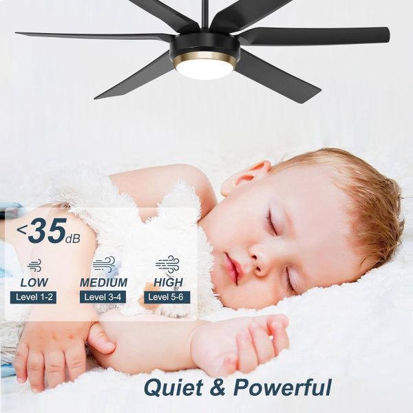 Ceiling Fans with Lights, 56'' Black Ceiling Fan Remote/APP Control, Dimmable, Quiet DC Motor Indoor/Outdoor Ceiling Fan for Living Room, Patios