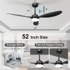 Ceiling Fans with Lights and Remote: 52 inch Waterproof Outdoor Ceiling Fan - Low Profile Ceiling Fan - Quiet Fans for Bedroom, Living Room Black Fan