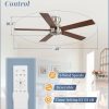 48 Inch Flush Mount Ceiling Fans without Lights, Brushed Nickel Modern Ceiling Fan no Lights, 6-Speeds, Quiet Reversible DC Motor, Indoor/Outdoor Ceiling Fans for Patios, Living Room, Bedroom