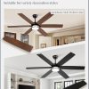 60 Inch Ceiling Fans with Lights, Farmhouse Large Ceiling Fans with Remote, Black&Brown Modern Ceiling Fan with LED Light, Quiet DC Motor for Living Room, Bedroom, Kitchen, Indoor