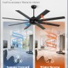 72 Inch Ceiling Fans No Light with Remote, Black Indoor/Outdoor Ceiling Fan Without Light with Quiet Reversible DC Motor, 6 Speeds, 8 Blades Large Ceiling Fan for Living Room Bedroom Patio