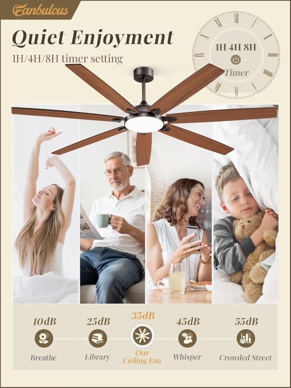72 Inch Large Ceiling Fans with Lights,Oil Bronze Modern Ceiling Fan with Quiet DC Motor, 3CCT, Indoor/Outdoor Ceiling Fan with Dual Finish Reversible 7 Blades, Timer for Living Room, Patio
