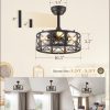 16in Black Fandelier Ceiling Fans with Lights and Remote, Caged Enclosed Farmhouse Ceiling Fan with 6 Speeds and Timing, Small Bladeless Chandelier Fan Lights Ceiling Fixtures-Black