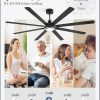 84 Inch Ceiling Fans with Lights and Remote, Black Ceiling Fan with 8 Dual-Color Blades, Indoor/Outdoor Large Ceiling Fans, Reversible DC Motor, 6-Speed, 3CCT for Living Room Kitchen Patio