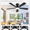 42 Inch Ceiling Fans with Lights and Remote, Low Profile Indoor Black Ceiling Fan with 6 Speeds & 3CCT, Flush Mount, Dual-Finish 5 Blades,Quiet DC Motor for Living Room Bedroom
