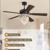 60 Inch Farmhouse Fandelier Ceiling Fans with Light, Crystal Ceiling Fan Chandelier with 6 Speeds, Quiet Reversible Noiseless DC Motor, 3CCT, Indoor Ceiling Fan for Living Room Bedroom
