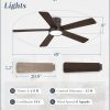 48 Inch Ceiling Fans with Lights and Remote,Outdoor Indoor Modern Flush Mount Ceiling Fan with 3CCT 6-Speed Quiet DC Motor,Small Low Profile Ceiling Fan for Bedroom Living Room Office(Oil Bronze)