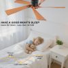 52 Flush Mount Farmhouse Ceiling Fan with Lights, Remote & APP Control Low Profile Indoor Outdoor Ceiling Fans, Dimmable, Quiet DC Motor, Reversible, Black+Wood Color