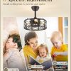 16in Black Fandelier Ceiling Fans with Lights and Remote, Caged Enclosed Farmhouse Ceiling Fan with 6 Speeds and Timing, Small Bladeless Chandelier Fan Lights Ceiling Fixtures-Black