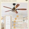 52 Inch Farmhouse Ceiling Fan with Light and Remote, Black Industrial Caged Flush Mount Ceiling Fans with 6 Speed Reversible Motor and Dual Finish 5 Blades, Rustic Ceiling Fan for Living room, Bedroom