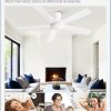 48 Inch Flush Mount Ceiling Fan without lights, White Ceiling Fan with Remote, 6-Speeds, Quiet Reversible DC Motor, Indoor/Outdoor Ceiling Fans for Living Room, Bedroom, Patio