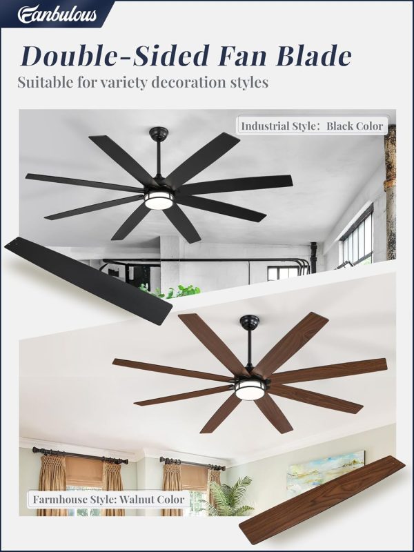 72 Inch Ceiling Fans with Lights, Large Black Ceiling Fans with Remote, Farmhouse Modern Ceiling Fan Fixtures with Bright LED Light for Living Room, Bedroom, Kitchen