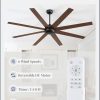72 Inch Ceiling Fans No Light with Remote, Black Indoor/Outdoor Ceiling Fan Without Light with Quiet Reversible DC Motor, 6 Speeds, 8 Blades Large Ceiling Fan for Living Room Bedroom Patio