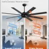 65 Inch Ceiling Fans No Light with Remote, Black Indoor/Outdoor Ceiling Fan Without Light with Quiet Reversible DC Motor, 6 Speeds, 8 Blades Large Ceiling Fan for Living Room Bedroom Patio