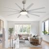 72 inch Large Brushed Nickel Modern Ceiling Fans with Lights and Remote, Indoor/Outdoor Ceiling Fan with 10 Blades, 32W LED light 3 CCT, 6 Speed Reversible Quiet DC Motor, Dual Finish Blades