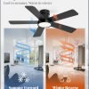 42 Inch Modern Low Profile Ceiling Fan and 72 Inch Large Ceiling Fans with Lights, 3CCT, 6-Speeds, Quiet DC Motor, Black Modern Ceiling Fan for Bedroom Living Room Kitchen Patio