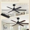 Ceiling Fan No Light, 48 Inch Indoor/Outdoor 6 Blades Ceiling Fan with Remote, 6-Speeds, Quiet Reversible DC Motor, Fans Without Light for Tilted Ceiling/Bedroom/Living Room/Patios, 2 Pack