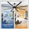 100 Inch Large Ceiling Fans with Lights and Remote,Outdoor Industrial Ceiling Fan with 8 Aluminum Blades DC Motor and 6-Speed,Black Big Assed Ceiling Fan for Shop Porch Garage Living Room