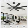 72 Inch Ceiling Fans No Light with Remote, Modern Ceiling Fan Without Light, Dual Finish 8 Blades, Reversible Quiet DC Motor, 6 Speed, Large Ceiling Fan for Indoor or Covered Outdoor, Black