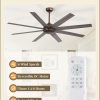 65 Inch Ceiling Fans No Light with Remote, Bronze Indoor/Outdoor Ceiling Fan Without Light with Quiet Reversible DC Motor, 6 Speeds, 8 Blades Large Ceiling Fan for Living Room Bedroom Patio