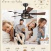 Farmhouse Ceiling Fans with Light, 42 Inch Bedroom Ceiling Fan with Lights, 6-Speed Adjustable, Quiet and Reversible DC Motor, Dual Finish 5 Blades, Rustic Caged Ceiling Fan for Living Room