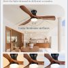 52 Inch Ceiling Fans with Lights and Remote, 3 Blades Flush Mount Low Profile Ceiling fan, Efficient 3475 CFM, Safe ABS, Timer, Quiet 35dB, 3CCT, Reversible for Bedroom Living Room, Walnut