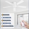 52 Inch Flush Mount Ceiling Fan No Light with Remote,White Modern Low Profile Ceiling Fan Without Light,6-Speeds,Quiet Reversible DC Motor,Indoor&Outdoor Ceiling Fans for Bedroom,Living Room