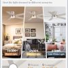 48 Inch Ceiling Fans with Lights and Remote,Outdoor Indoor Modern Flush Mount Ceiling Fan with 3CCT 6-Speed Quiet DC Motor,Small Low Profile Ceiling Fan for Bedroom Living Room Office(Nickel)