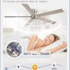60 Inch low profile ceiling fan, Brushed Nickel Large Ceiling Fan no Lights, 6-Speeds, Quiet Reversible DC Motor, Indoor/Outdoor Ceiling Fans no light for Patios, Living Room, Bedroom
