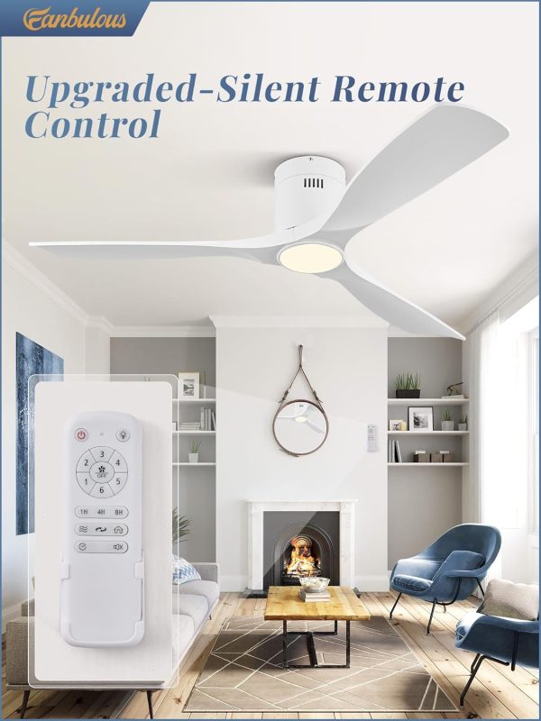 Ceiling Fans with Lights and Remote Control,Modern Flush Mount Ceiling Fan with 3 LED Colors,Outdoor Low Profile Ceiling Fans with 6-Speeds Timer DC Motor for Bedroom Living Room Patio