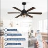 Farmhouse Ceiling Fans with Lights and Remote,Industrial Large Ceiling Fan with 6-Speed Reversible DC Motor and 6 Dual Finish Blades,Black Ceiling Fan with Light for Living bedroom Patio