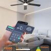 Ceiling Fans with Lights, 52 Inch Low Profile Ceiling Fan with Light and Remote/APP Control, Flush Mount, Dimmable, Qiuet DC Motor, Black Ceiling Fan for Bedroom, Living Room