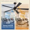 1 Pack Farmhouse 60 Inch Ceiling Fans with Lights, Black Industrial Caged Ceiling Fans for Bedroom Living Room, Double-Sided 5 Blades Rustic Ceiling Fan-Black
