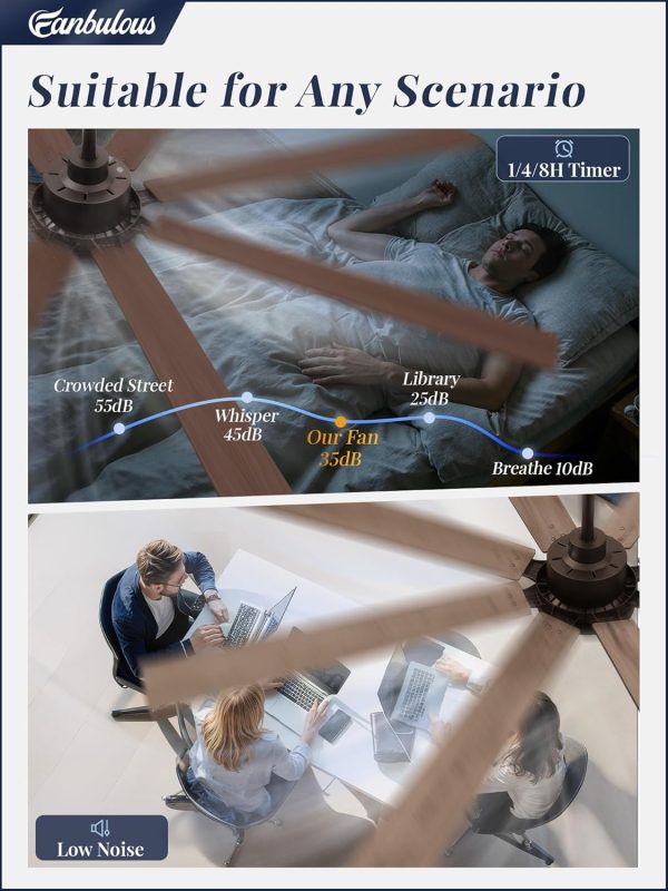 72 Inch Ceiling Fans with Lights and Remote, Dual-Sided Reversible Blades for Versatile Dcor, Quiet DC Motor, 120 Wide-Angle Customized Brightness & 3CCT, Damp Rated for Indoor/Outdoor Use