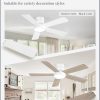 42 Inch Ceiling Fans with Lights and Remote,Indoor Modern Flush Mount Ceiling Fan with 3CCT 6-Speed Quiet DC Motor,White Small Low Profile Ceiling Fan for Bedroom Living Room Office