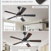 48 Inch Ceiling Fans with Lights and Remote, Black Ceiling Fan with 8 Dual-Color Blades, Indoor/Outdoor Large Ceiling Fans, Reversible DC Motor, 6-Speed, 3CCT for Living Room Kitchen Patio