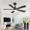 42 Ceiling Fans with Lights and Remote, Modern Low Profile Ceiling Fans with Dimmable 3CCT Quiet DC Motor, Reversible Celing Fan with 6-Speeds Timer for Bedroom(Black)