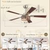 Farmhouse Ceiling Fans with Light, 48 Inch Bedroom Ceiling Fan with Lights, 6-Speed Adjustable, Quiet and Reversible DC Motor, 5 Dual Finish Blades, Rustic Caged Ceiling FanBrushed Nickel