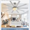 65 inch Large Brushed Nickel Modern Ceiling Fans with Lights and Remote, Indoor/Outdoor Ceiling Fan with 10 Blades, 32W LED light 3 CCT, 6 Speed Reversible Quiet DC Motor, Dual Finish Blades