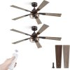 2 Pack Farmhouse 48 Inch Ceiling Fans with Lights, Industrial Caged Ceiling Fans for Bedroom Living Room, Double-Sided 5 Blades Rustic Ceiling Fan-Oil Bronze
