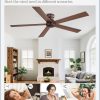 60 Inch Low Profile Ceiling Fan no Lights, Brown Farmhouse Ceiling Fan without Light, 6-Speeds, Quiet Reversible DC Motor, Indoor/Outdoor Ceiling Fans for Patio, Living Room, Bedroom