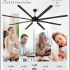 100 Inch Large Ceiling Fans with Lights and Remote,Outdoor Industrial Ceiling Fan with 8 Aluminum Blades DC Motor and 6-Speed,Black Big Assed Ceiling Fan for Shop Porch Garage Living Room
