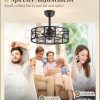 20 Inch Fandelier Caged Ceiling Fans with Lights and Remote, Black Bladeless Ceiling Fan with 6 Speeds and Timing, Farmhouse Samll Fan Lights Ceiling Fixtures for Kitchen, Bedroom-Black
