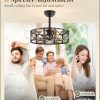20 Inch Fandelier Caged Ceiling Fans with Lights and Remote, Black Farmhouse Ceiling Fan, Bladeless Samll Fan Lights Ceiling Fixtures for Kitchen, Bedroom-Black and Gold