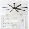 Ceiling Fans with Lights, 80 inch Large Ceiling Fan with Light and Remote, Outdoor Black Ceiling Fan for Living Room Patio, 6 Speeds, Reversible Quiet DC Motor, 3 CCT, Bi-color 8 Blades