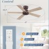 42 Inch Low Profile Ceiling Fan no Lights, Brown Farmhouse Ceiling Fan with Remote, 6-Speeds, Quiet Reversible DC Motor, Indoor/Outdoor Ceiling Fans with Remote for Bedroom, Patio, Living Room