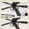 2 Pack Farmhouse 48 Ceiling Fans with Lights, Industrial Caged Ceiling Fans for Bedroom Living Room, Double-Sided 5 Blades Rustic Ceiling Fan-Black