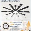 72 Inch Ceiling Fans with Lights and Remote, Outdoor Black Large Ceiling Fan with 10 Blades, 36W LED Light 3CCT, 6 Speed Reversible DC Motor, Modern Big Ceiling Fan for Living Room,Patio.