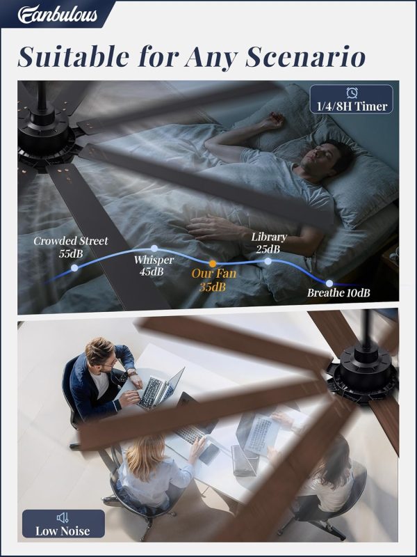 72 Inch Ceiling Fans with Lights and Remote, Dual-Sided Reversible Blades for Versatile Dcor, Quiet DC Motor, 120 Wide-Angle Customized Brightness & 3CCT, Damp Rated for Indoor/Outdoor Use